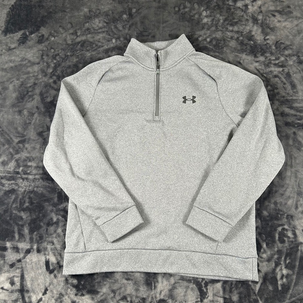 Under Armour Quarter Zip Pullover Mens XL Gray Heathered Fleece Loose Fit 2259